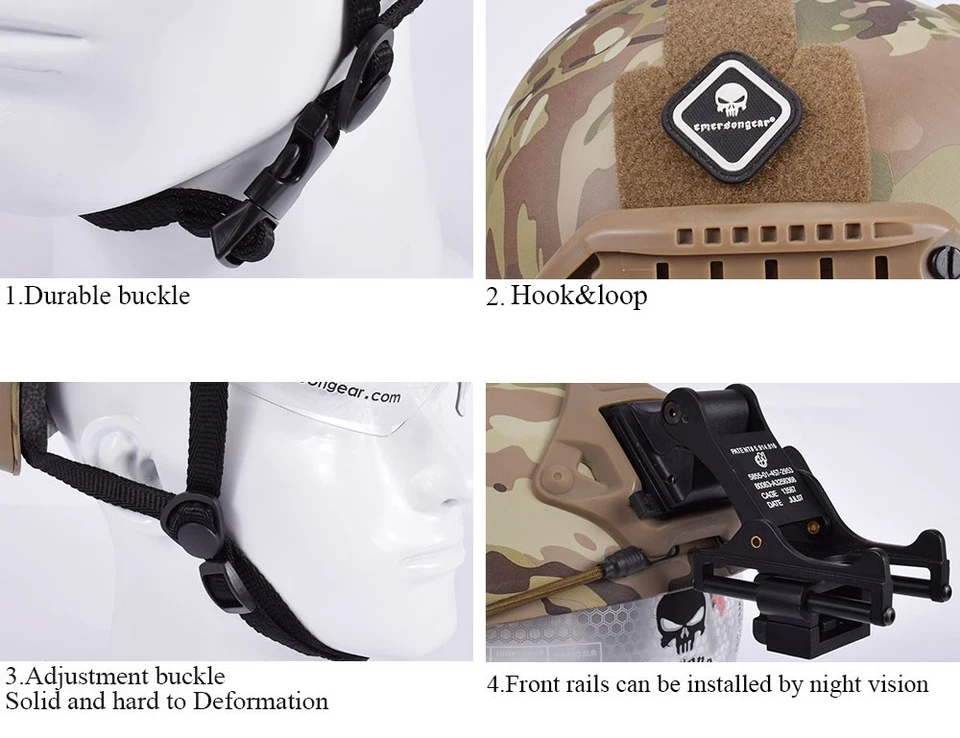 Casco Emerson RÁPIDO MH tipo con gafas protectoras casco táctico de combate Airsoft Foto 3 de 4