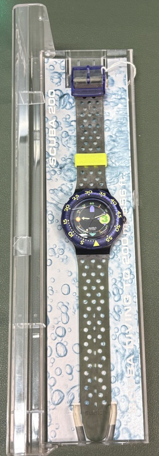 NWT IN BOX Vintage 1992 Swatch Scuba 200 Watch Captain Nemo Model SDB101