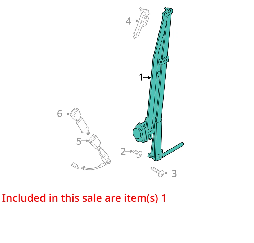 2016 Ford Escape Front Passenger Seat Belt & Retractor - No Buckle, Used — 第 4/4 张图片