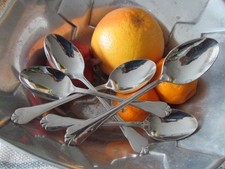 Lagostina Enigma Stainless Steel Lot 4 Oval Soup Spoons 1 Serving Spoon Korea
