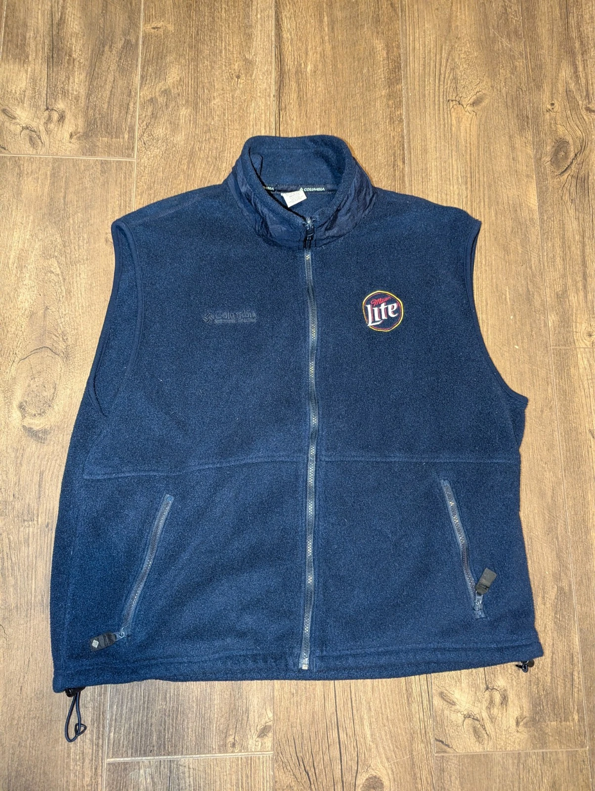 Columbia navy blue Miller Lite fleece vest Size XL