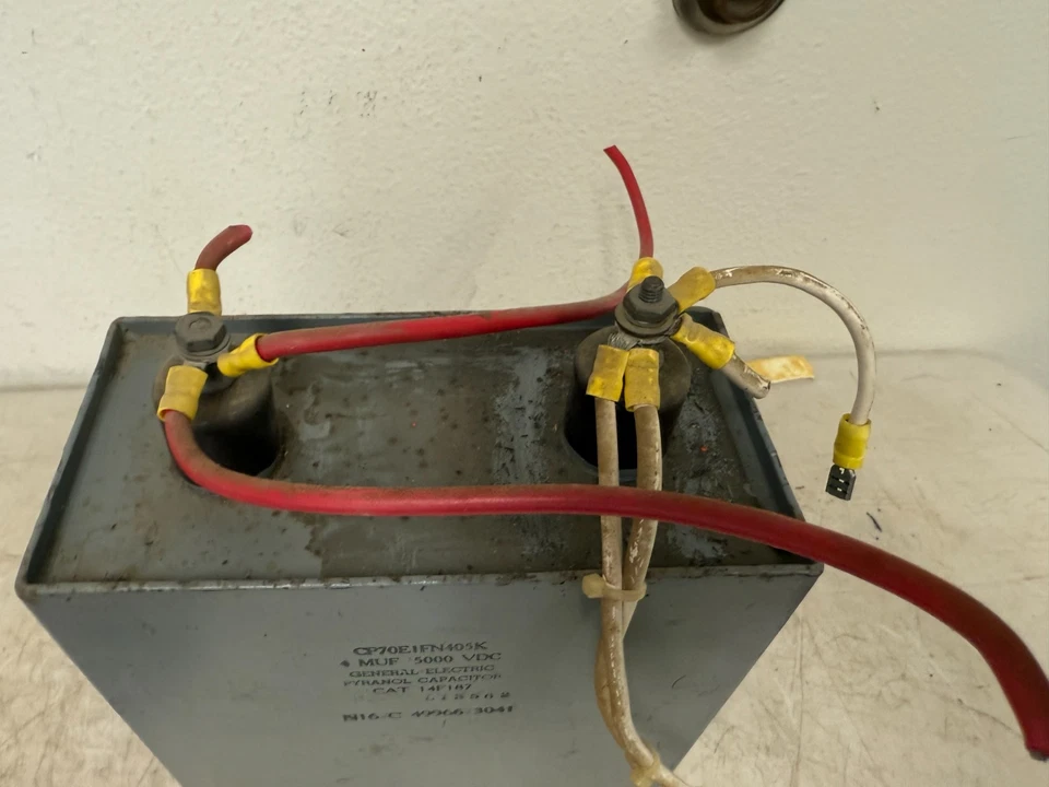 General Electric Pyranol Capacitor CP70E1FN405K 4uF 5000VDC CAT 14F187 - Image 3 of 4