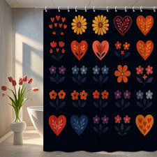 Floral Hearts Shower Curtain - Colorful Design for Home Decor