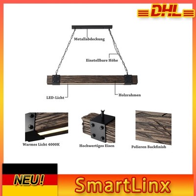 37,4'' Bauernhaus Rustikal LED Pendelleuchte Loft Hängelampe Holz Deckenleuchte