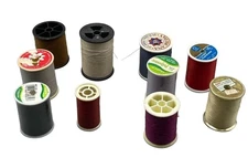 10 spools of polyester thread varying colors red white and sizes READ