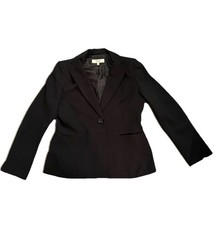 Jones New York Platinum Blazer Womens sz 10 Black One Button Jacket Plain Lined