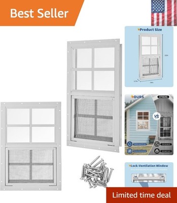 2 Packs 14'' x 21'' Shed Window,Small Sliding Windows with Aluminum Alloy Fra...