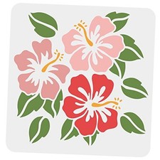 Stencil 11.8x11.8 inch Hawaii Flower Stencil Reusable Square Hibiscus Flowers