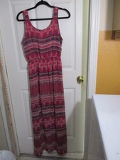 Francesca Blue Rain Maxi Dress Pink Purple Chevron Keyhole W Tie Back Lined  - L
