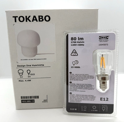Ikea TOKABO Small Mushroom Table Lamp with Bulb Colored Glass Opal White
