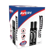 Avery 98206 Broad Chisel Tip MARKS A LOT Permanent Marker - Black (36/PK) New