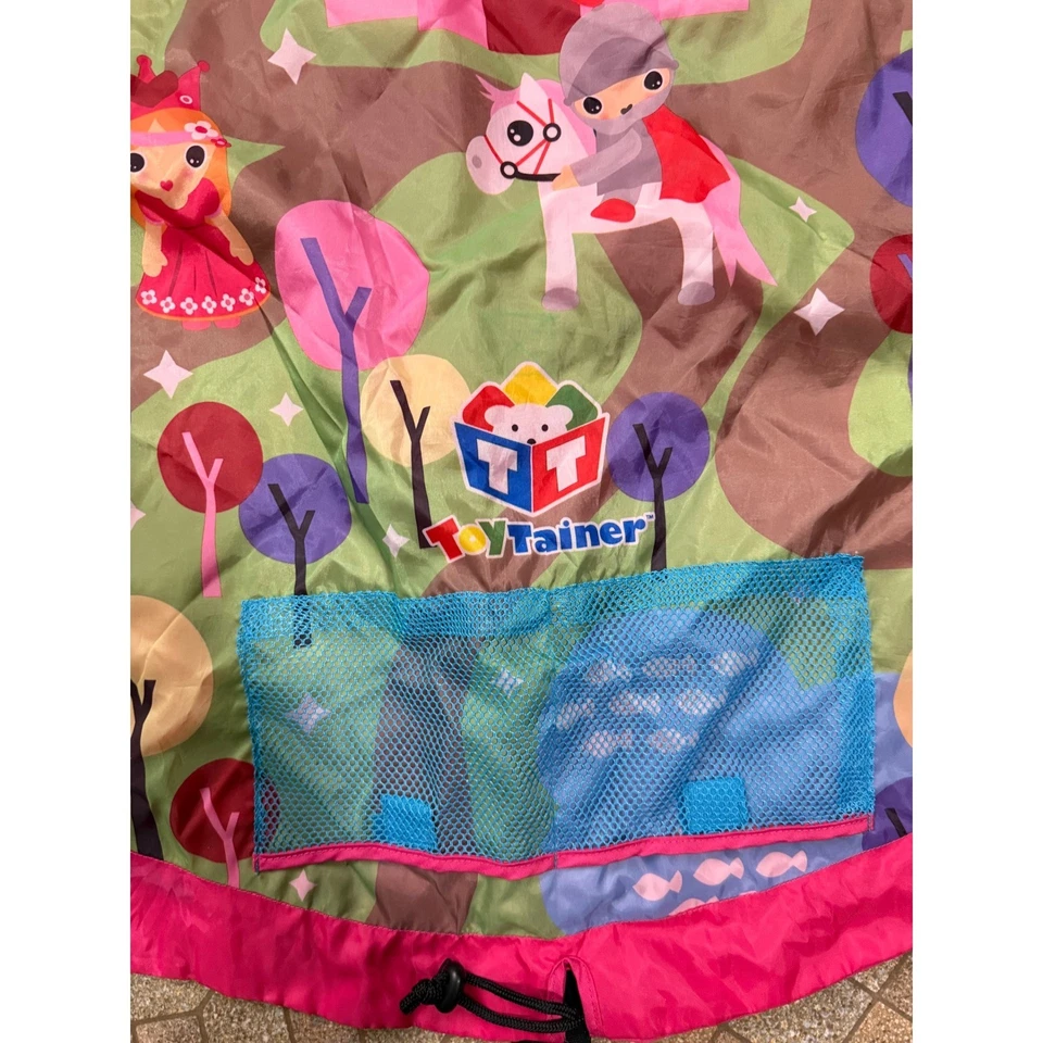 ToyTainer Play Mat Toy Storage Bag Princess Castle Pink Green Kids - Image 2 of 4