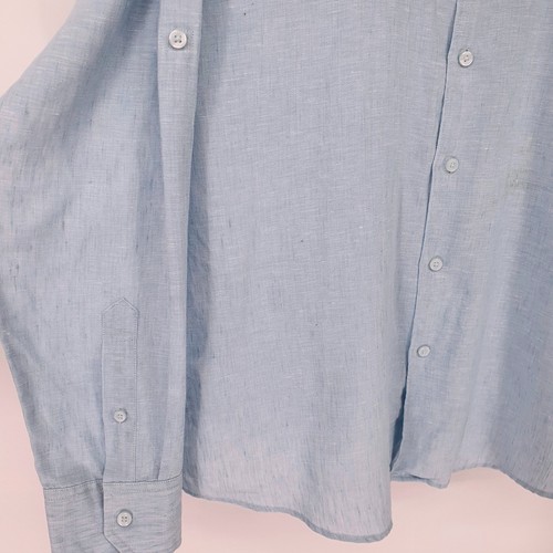 CubaVera Mens Light Blue Linen Blend Long Sleeve Button Up Shirt Size XL - Picture 5 of 9