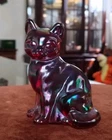 FENTON ART Curious Cat Red Irredescent Carnival Glass