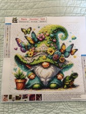 Diamond Art Painting-Garden Gnome Finished, Sealed And Ready To Frame 30x30 cm
