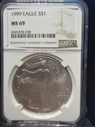 1999 Silver Eagle NGC MS69 1oz .999 Fine Silver ASE
