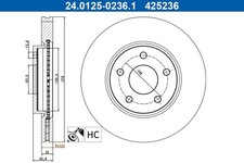 2x Bremsscheibe ATE 24.0125-0236.1 für FORD PUMA J2K CF7 EcoBoost mHEV Flexifuel
