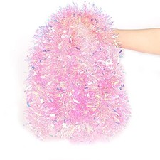 17 Ft Easter Christmas Tinsel Garland,Glittering Decoration for Xmas Tree Pink