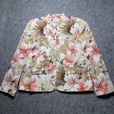 Alfred Dunner Floral Jacket Lining Long Sleeve Full Zip Women Sz 14P