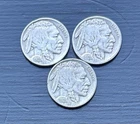 Lot Of 3 1928 P Buffalo Nickel Philadelphia Mint Full Date Horn And Tail Visible