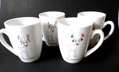 4X Bia Cordon Bleu Rudolph Rudy Reindeer Happy Holidays Christmas Coffee Cup Mug