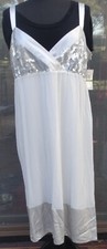 NEW Michael Kors Holiday Silver Sequin Midi Dress Size 14, 100% silk,straps $169