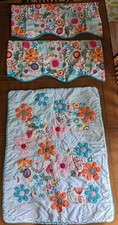 Cotton Tale Design Lizzie Crib Quilt and 2 Valance Lot Set Flowers Nursery Baby