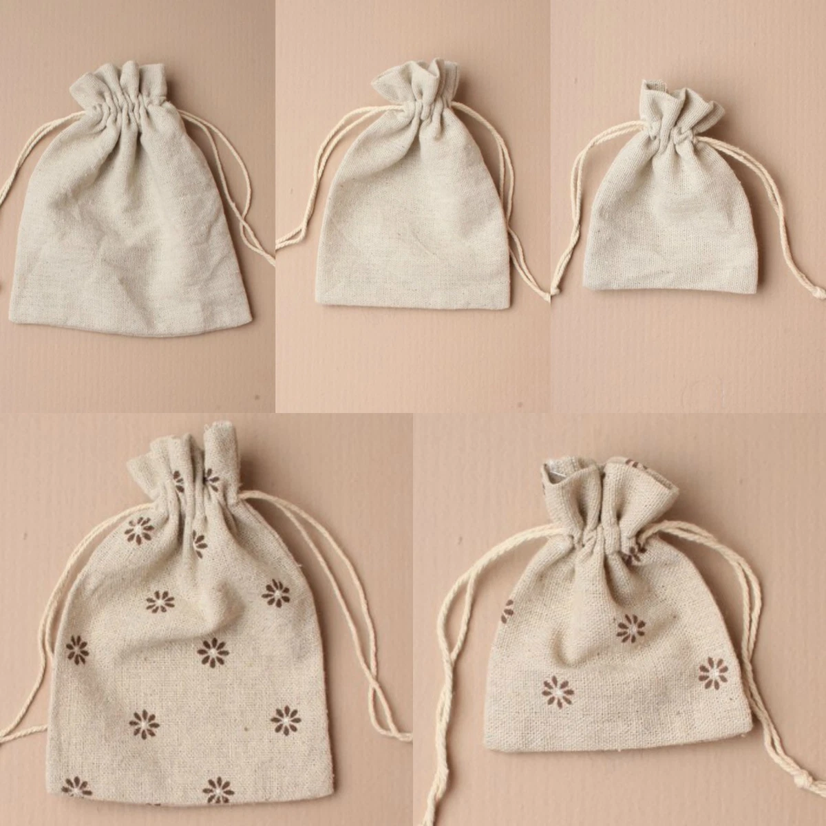 Linen top drawstring pouch