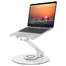 Adjustable Laptop Stand with 360 Rotating Base, OMOTON Ergonomic Laptop Riser fo