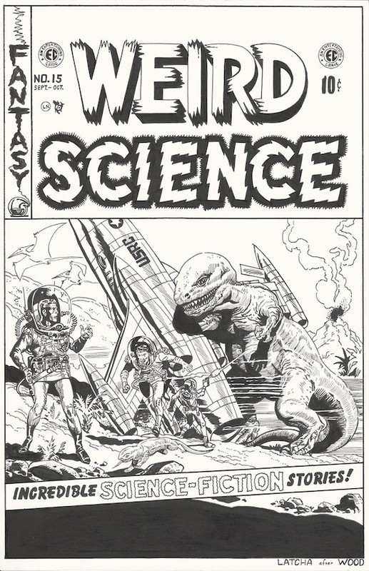 Weird Science 15 Cover Recreation Art Pre Code Horror Golden Age dinosaur comic