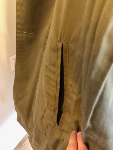 Vintage MILITARY Army trench coat khaki Cotton Pockets Long Oversized Sz M/L - Picture 9 of 14