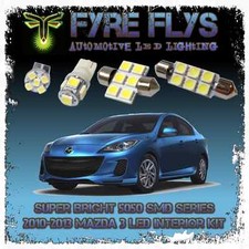 White Led Interior Lights Package Kit For 2010-2013 Mazda3 7 Pcs 5050 Series Smd