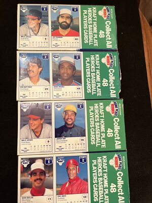 Lot of 4  1987 Homeplate Heroes Kraft Mac & Cheese Boxes w Baseball Cards