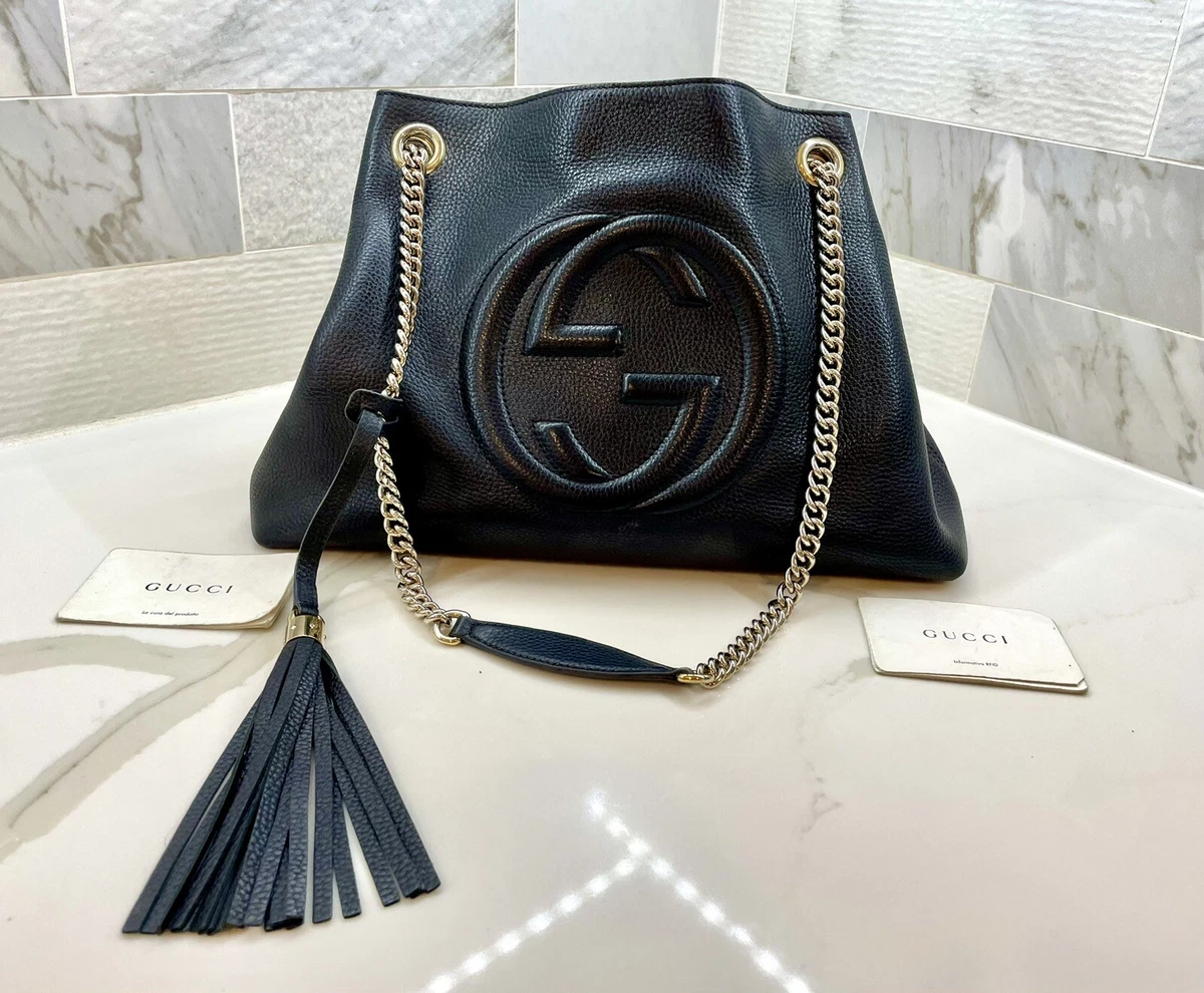 Gucci Soho Pebbled Hobo Bag Black