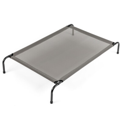 Dog Bed Elevated Pet Cot Metal Frame Indoor Outdoor Spacious Sleep Zone Gray New