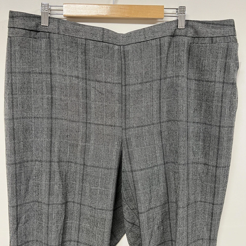 Catherines Gray Plaid Straight Leg Pants 2XWP Petite Plus Size NWT Career Office - Image 2 of 4