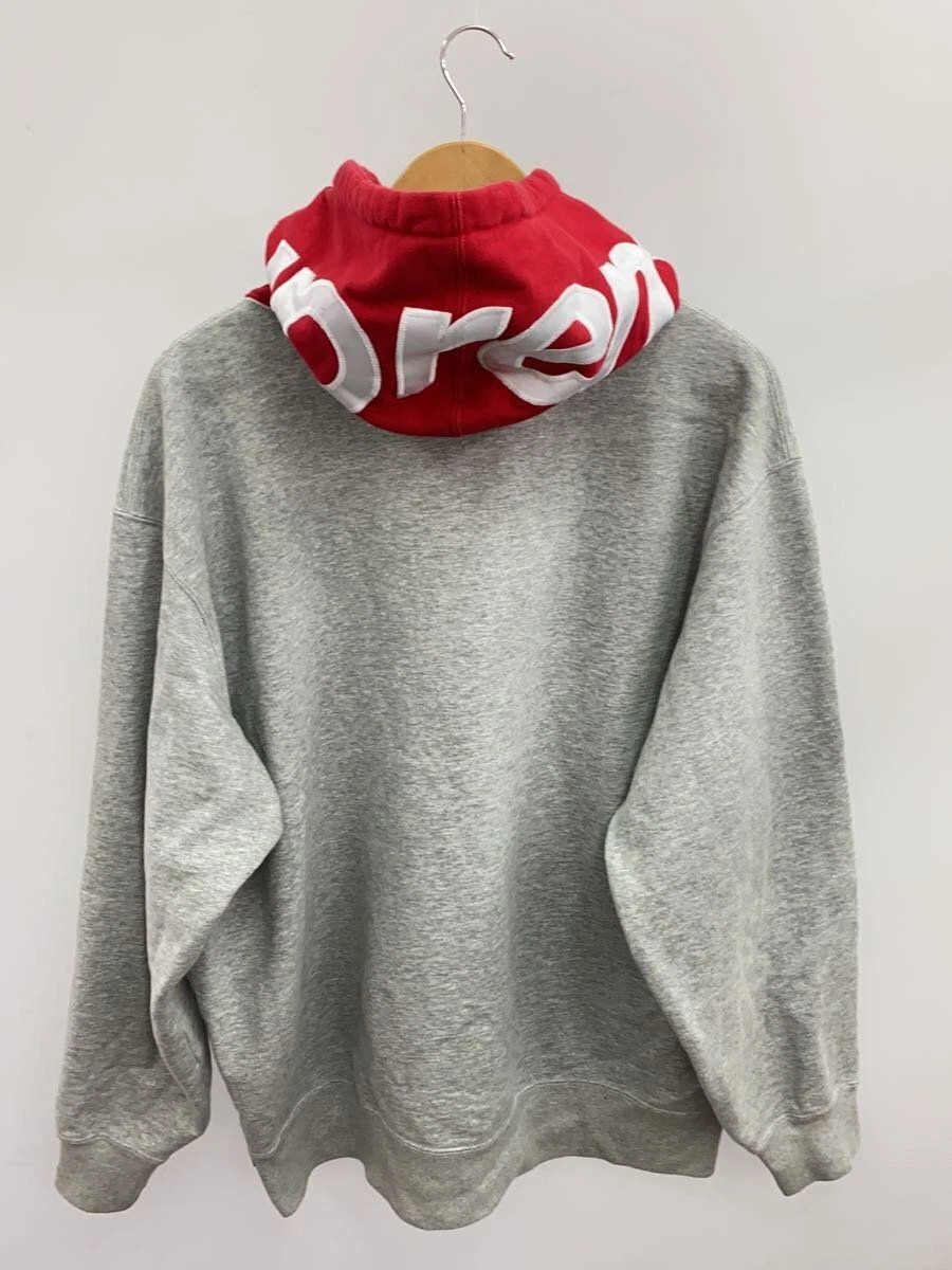 Felpa Supreme con cappuccio a contrasto 21aw L cotone grigio usata