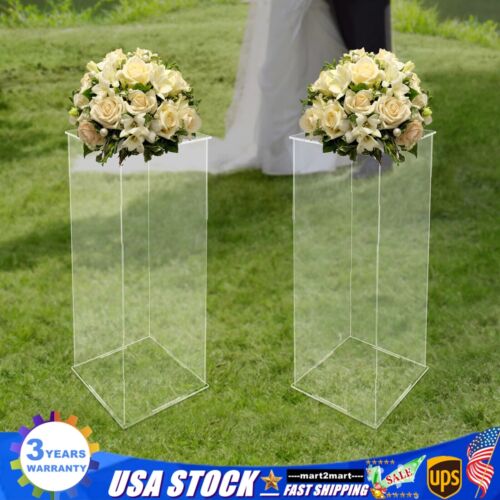 Cube Pedestal Acrylic Clear Display Stand Wedding Party Decor Flower Tower 80cm