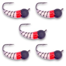 Kenders BLACK RED WHITE TUNGSTEN AKUA JIG SKUD (5 PACK) Panfish Jigs