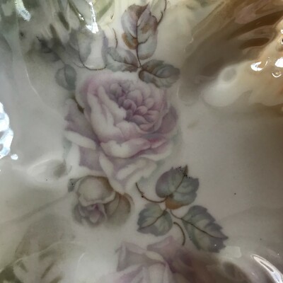 Vintage Leuchtenburg Germany Porcelain Exquisite colors Rose Leaf German Plate, 