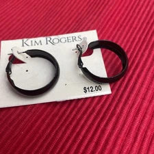 Kim Rogers Black Plastic Hoop Earrings NWT (CA)