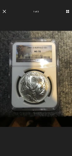 2001-D BUFFALO silver $1- NGC  -  MS70- PERFECT -RARE RARE