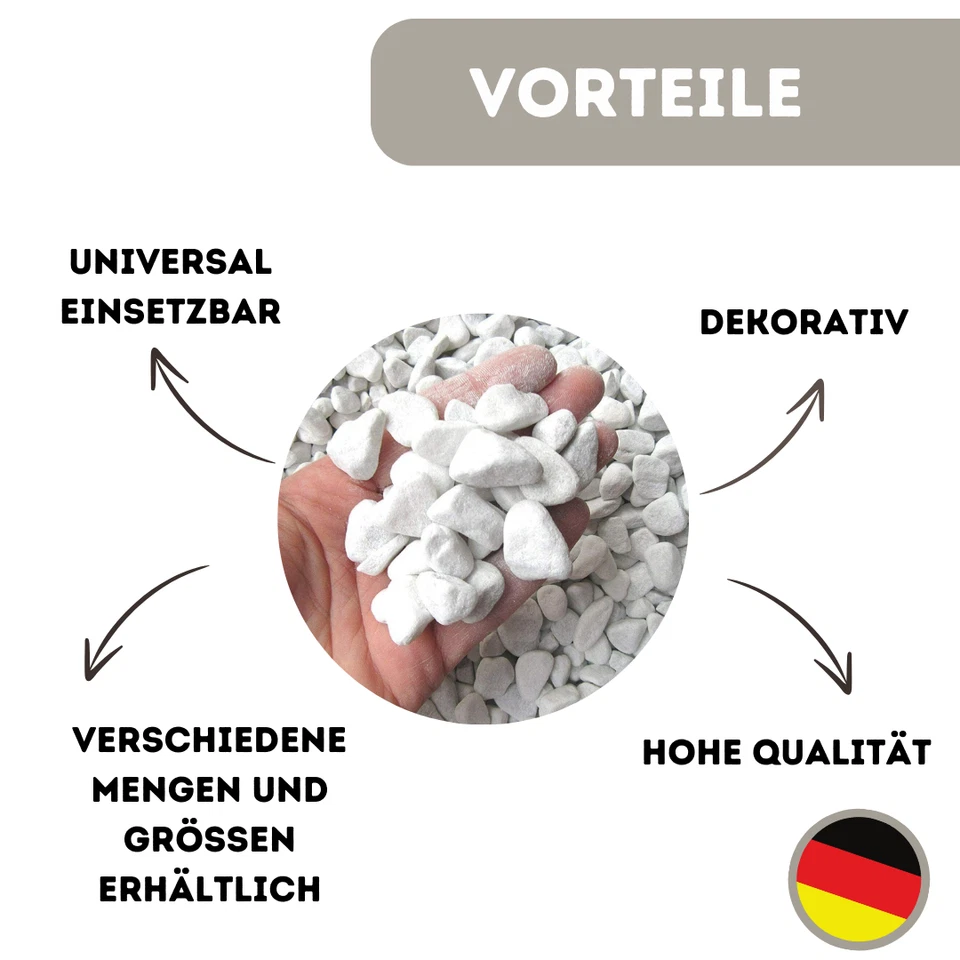 Dekosteine | Weiß | 18-25mm | Marmorkies | Natursteine zur Dekoration | Zierkies - Bild 2 von 4