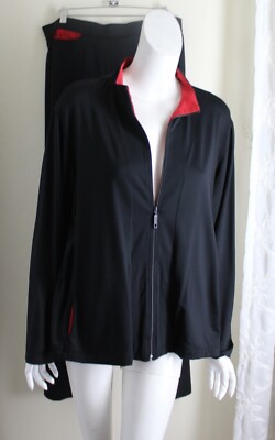 OUTFIT NWT Chico's SPA Sz 3 XL Red Black Super Comfy Jacket AND Pants