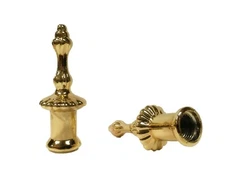 Lamp Finial-Pair of 2" Polished Brass Finish PILLAR finials-Dual Thread