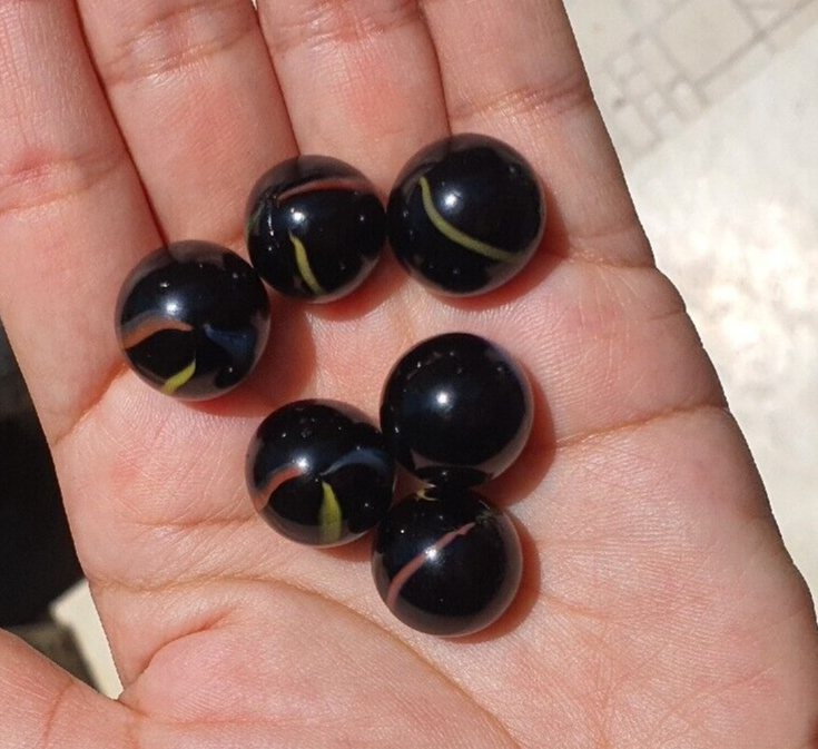 Lot Of 6 Vinatge Confetti glass Marbles black swirl Multi Colors eBay