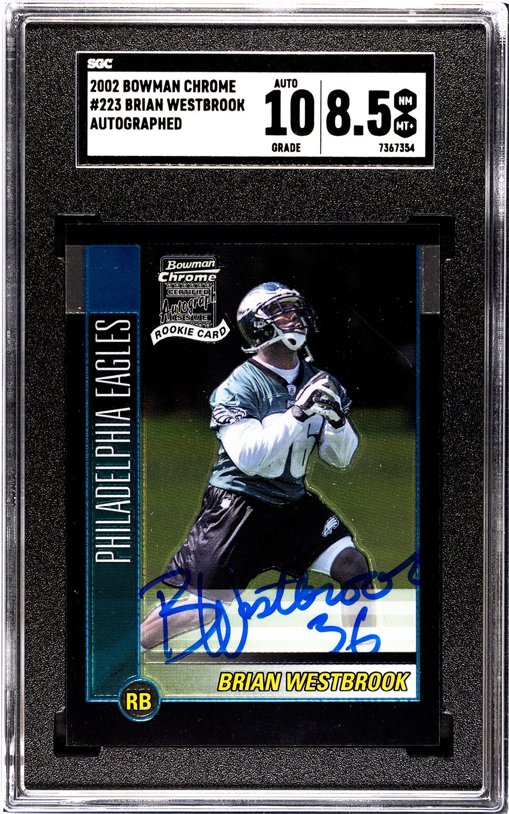 2002 Bowman Chrome BRIAN WESTBROOK ROOKIE Eagles AUTO SGC 8.5 NM/MT+ 10 AUTO
