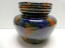 ANTIQUE MAJOLICA DRIP GLAZE STONEWARE POTTERY TOBACCO JAR CANISTER