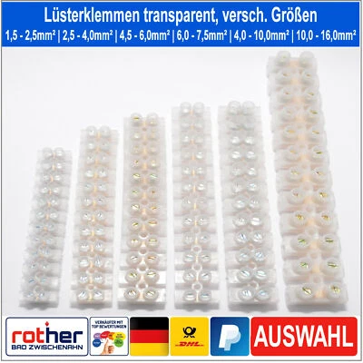 NO NAME Lüsterklemmen für 1,5-2,5mm² bis 10,0-16,0mm² Kabel, mit 12 Klemmen, transparent