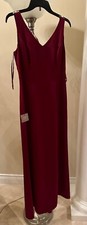 NEW LOFT Dark Red Lined V-Neck Satin Sleeveless Dress with Shawl, Size 4